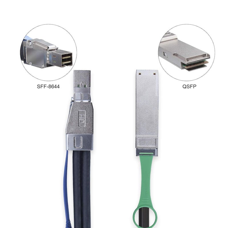 HYFIBER QSFP to SFF-8644 Min SAS Cable, SFF-8436 to SFF-8644 External Copper SAS, DDR Hybrid Cable for NetApp DS4243 DS4246 DS2246, 100-Ohm, 1-Meter(3.3-ft) - Image 2